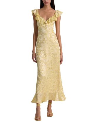 Alice & Olivia Alice + Olivia Gemma Ruffle Silk-Blend Midi Dress