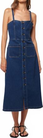 Rolla's Mara Button Down Denim Midi Dress In Deep Blue Wash