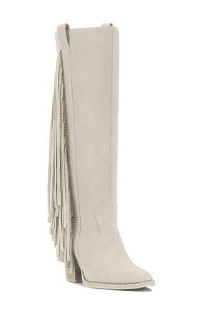 Vince Camuto Pelia Fringe Knee High Boot in Bone at Nordstrom Rack, Size 8.5 Wide Calf