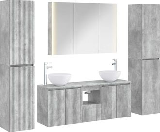 vidaXL Juego De Muebles De Ba&ntilde;o 6 Uds. Gris Hormig&oacute;n Vidaxl