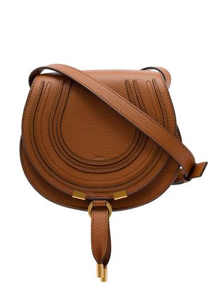 Chlo&eacute; Womens Saddle Bag Marcie Brown Leather Shoulder