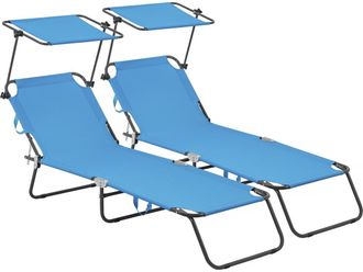 Habitat et Jardin Habitat Et Jardin - Conjunto De 2 Tumbonas Plegables lazy - Con Sombrilla - Azul