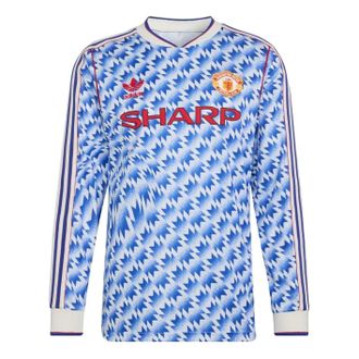 adidas Manchester United Away Long Sleeve Jersey Asia Sizing 90 Asia Sizig Blue JM5498