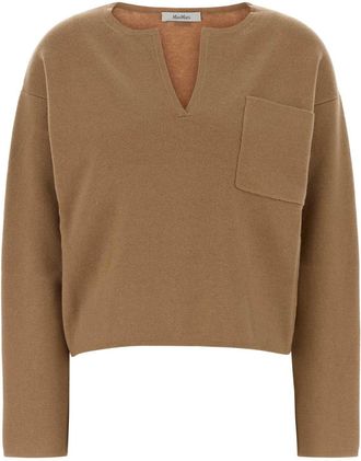 Max Mara Womens Camel Wool Blend Zibello Sweater - Tan - Size X-Small