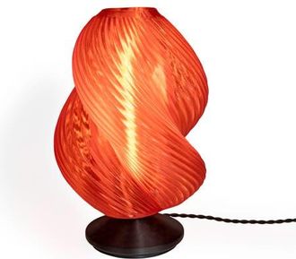 Jonathan Y Designs Gema 13.5 Mid-Century Coastal Plant-Based PLA 3D Printed Dimmable LED Table Lamp in Clear Red/black at Nordstrom