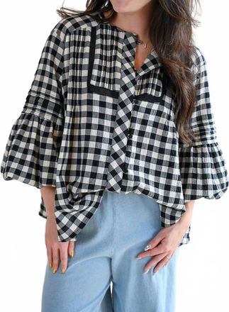 FRNCH Womens Railroad Way Gingham Blouse In Black