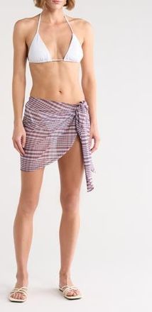 Good American Plaid Mesh Sarong in Fig Plaid at Nordstrom Rack, Size X-Small/x-Large