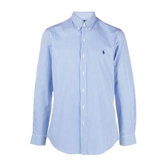 Ralph Lauren Logo-Embroidered Striped Shirt - male - Ralph Lauren - Casual Shirts - Blue - 2XL - Shirts