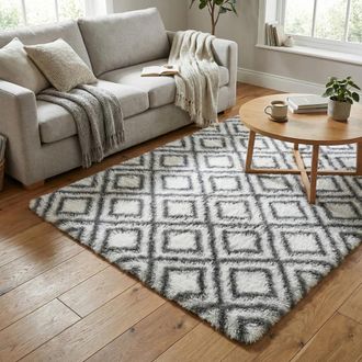 OEM Alfombra De Sal&oacute;n Decor, Mullida, Antideslizante, Suave, Esponjosa, Moderna, 160x220 Cm, Color Blanco Cubo