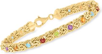 Ross-Simons Multi-Gemstone Byzantine Bracelet in 18kt Gold Over Sterling