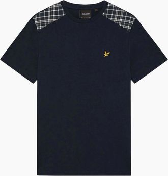 Lyle & Scott Mens Lyle & Scott Check Panelled T-Shirt Dark Navy - Blue - Size: 40