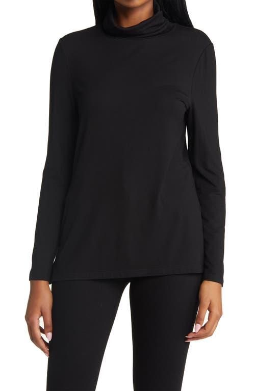 Ming Wang Turtleneck Jersey Tunic Top in Black at Nordstrom, Size