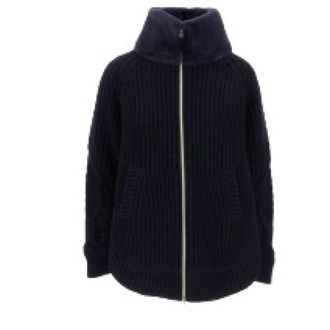 Herno Truien & Vesten, Dames, Blauw, S, Wol, Cardigan met bontinzet