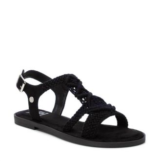 Xti Womens Braided Strap Flat Sandals In Black