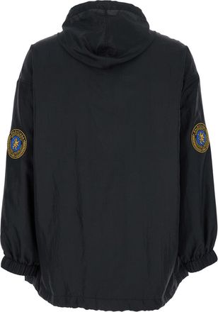 Balenciaga Mens Black Jacket With Logo Details Polyester Coat