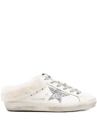 Golden Goose Super Star Sabot Leather Upper Glitter Star Shearling L