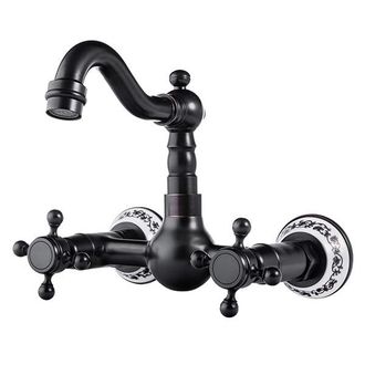 OEM Miscelatore Lavabo Retr&ograve; In Ottone, A Parete, Nero