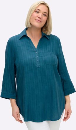 Sheego Schlupfbluse SHEEGO, Damen, Gr. 40, topas, 100% Viskose, unifarben, Blusen Schlupfbluse