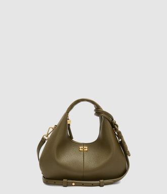 Ganni Sac Hobo Mini Grained Military Olive