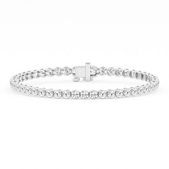 Grown Brilliance 4 Carat Round Lab Grown Diamond Tennis Bracelet in 14K White Gold, Size 7 Inches, F Color, VS2 Clarity