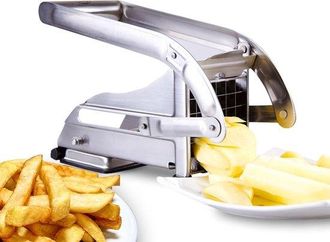 OEM Cortador De Patatas Fritas, Cortador De Patatas Fritas Con Cierre De Ventosa Antideslizante, Prensa De Patatas Fritas De Acero Inoxidable, Plata