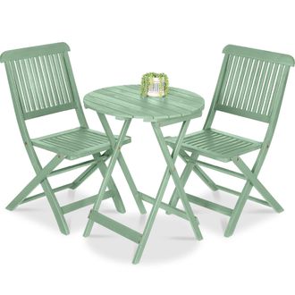 Best Choice Products 3-Piece Acacia Wood Bistro Set, Folding Patio Furniture w/ 2 Chairs, Table