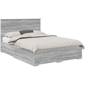 vidaXL Bed Frame with Drawer Grey Sonoma 140 x 200 cm Engineered Wood vidaXL