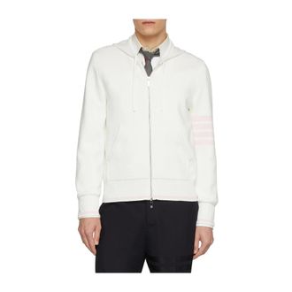 Thom Browne Zip-throughs, male, White, Size: XL Milano Hoodie
