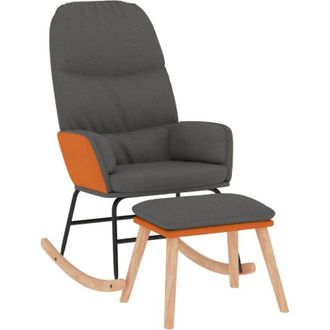vidaXL Silla Mecedora Con Reposapi&eacute;s Tela Gris Oscuro Vidaxl