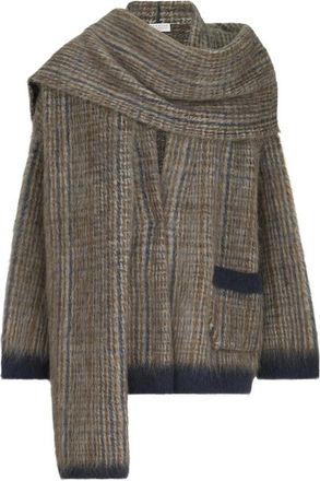 Brunello Cucinelli Mohair And Wool Prince Of Wales Double-knit Outerwear Jacket With Scarf