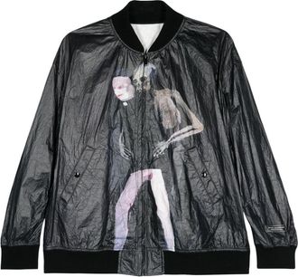 Undercover graphic-print bomber jacket - men - Cotton/Polyethylene/Polyester - 4 - Black