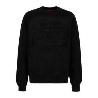 Gucci Brushed Cotton Jersey Sweatshirt - male - Gucci - Sweatshirts - Blue - L - Sweatshirts & Hoodies