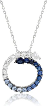 Suzy Levian Silver 2.00 Ct. Tw. Diamond & Blue Sapphire Circle Journey Pendant