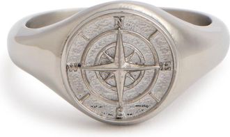 Craftd London Compass Rhodium-plated Signet Ring - Silver - L