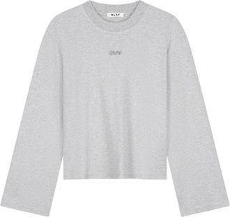 Olaf Hussein Retro Logo LS Tee - Dames - Tops - Grijs - Maat: L Katoen
