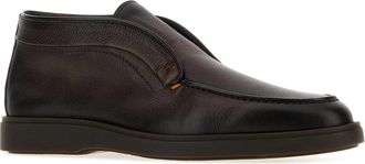 Santoni Leather Slip-On Moccasin - Brown