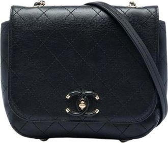 Chanel Pre-owned Vintage Crossbody Bag - Dames - Vintage Schoudertas - Zwart - ONE Size - Leer - Vintage