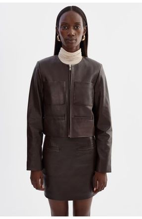 LaMarque LINETTE | Leather Jacket in Dark Brown at Nordstrom, Size Xx-Small