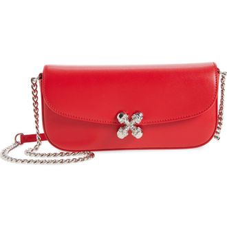 Alexander McQueen Small Skull Flower Shoulder Bag in Red/Silver at Nordstrom