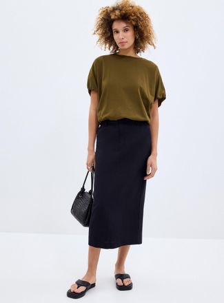 Contemporaine Womens Back slit linen-lyocell skirt