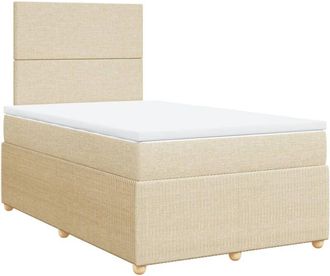 vidaXL Cama Box Spring Con Colch&oacute;n Tela Color Crema 120x200 Cm Vidaxl