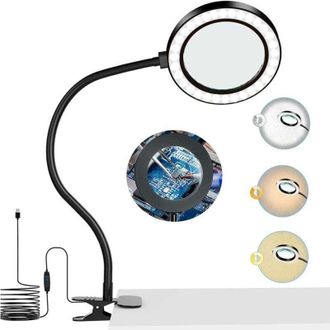 OEM L&aacute;mpara De Aumento 8x: Con 72 Led (3 Colores) Y 10 Niveles De Brillo Ajustables, Soporte Incluido, Ideal Para Leer Peri&oacute;dicos, Reparar Aparatos Electr