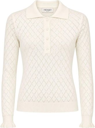 Twinset Polo Shirt - Dames - Polos - Wit - S - Polyester - Tops