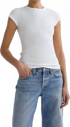 A Gold E Edison Cap Sleeve Tee In White