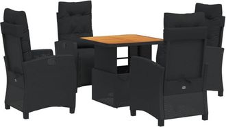 vidaXL Set De Muebles Jard&iacute;n 5 Pzas Con Cojines Rat&aacute;n Sint&eacute;tico Negro Vidaxl
