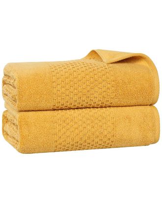 Superior Set Of 2 Playa Zero Twist Cotton Medium Weight Solid Waffle Textured Bath Sheets