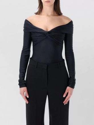 Andamane off shoulder long sleeve draped knot bodysuit