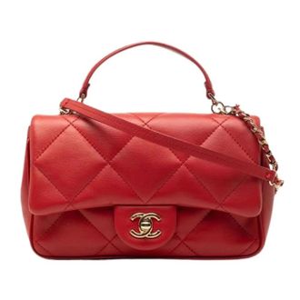 Chanel Pre-owned Easy Carry Flap Bag - Dames - Pre-owned - Rood - Maat: ONE Size Leer