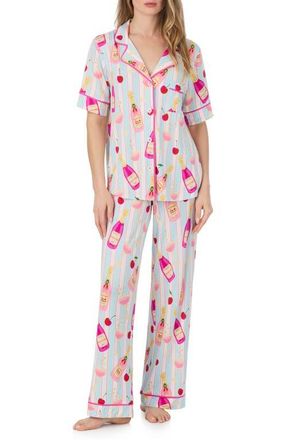 Room Service PJs Print Long Pajamas in Blue Stripe at Nordstrom, Size X-Large