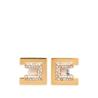 Elisabetta Franchi Crystal-embellished Logo-plaque Earrings